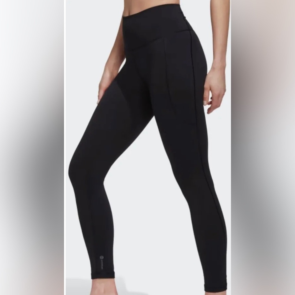 New Adidas Yoga Tights Black High Rise 7/8 Length Size XL Studio Gym